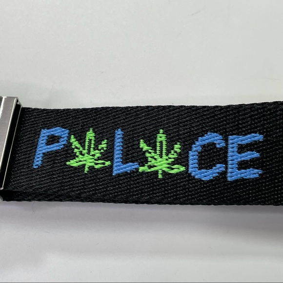Palace Spellout W Pot Leaf Black Adjustable Belt 420 Friendly - Picture 2 of 8